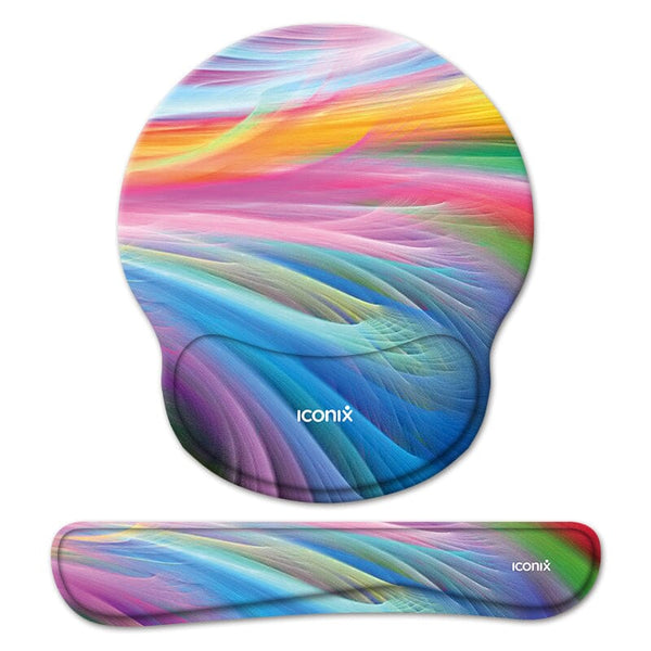 Colour Strands Mouse Pad with Wrist Support and Keyboard Wrist Support Set Mouse Pads Iconix 