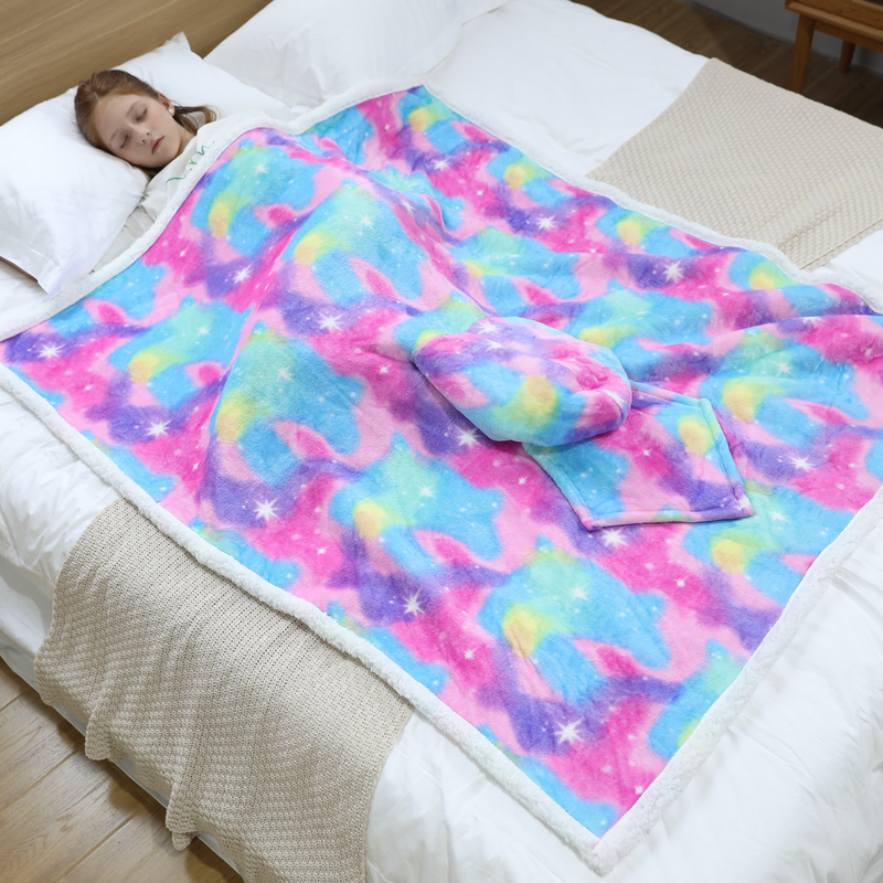 Cosmic Pink Hooded Poncho Blanket Kids Blanket Hoodies Iconix 