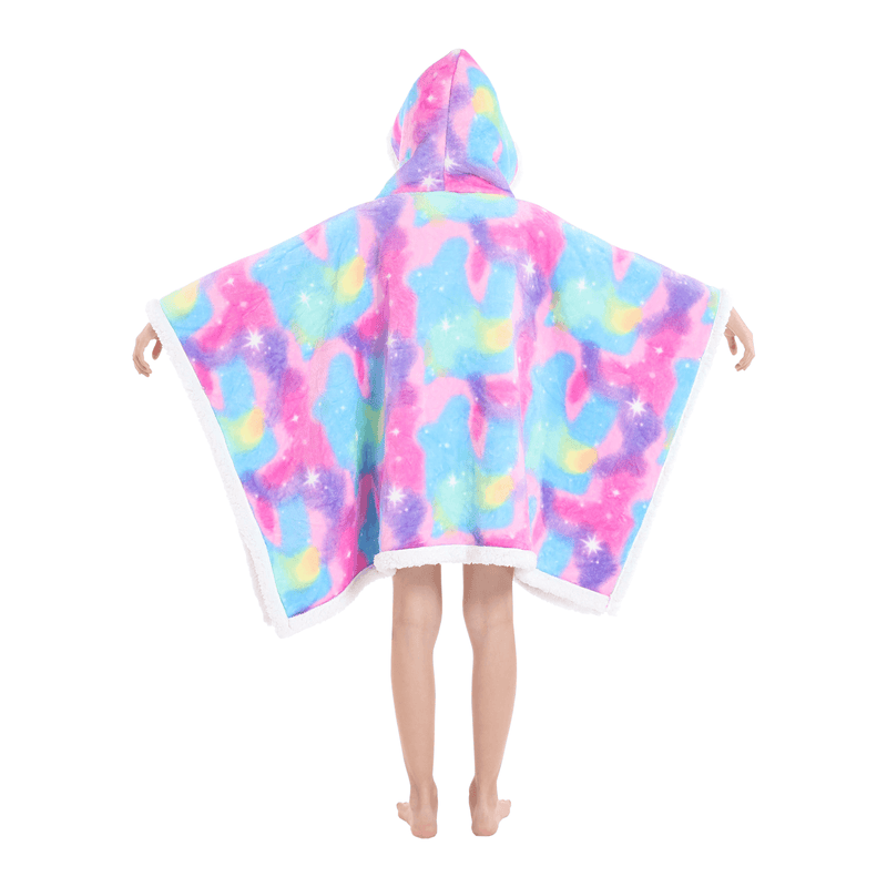 Cosmic Pink Hooded Poncho Blanket Kids Blanket Hoodies Iconix 