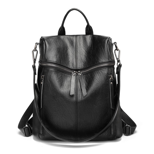 Fashionable PU Leather Backpack with Double-Zip Design | A001 womens bags Iconix 
