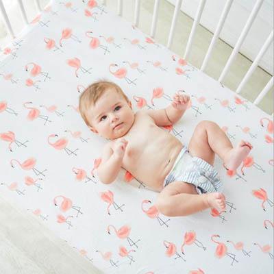 Fitted Knitted Cotton Baby Girl Bedding sheet--Small Flamingo Kids Iconix 