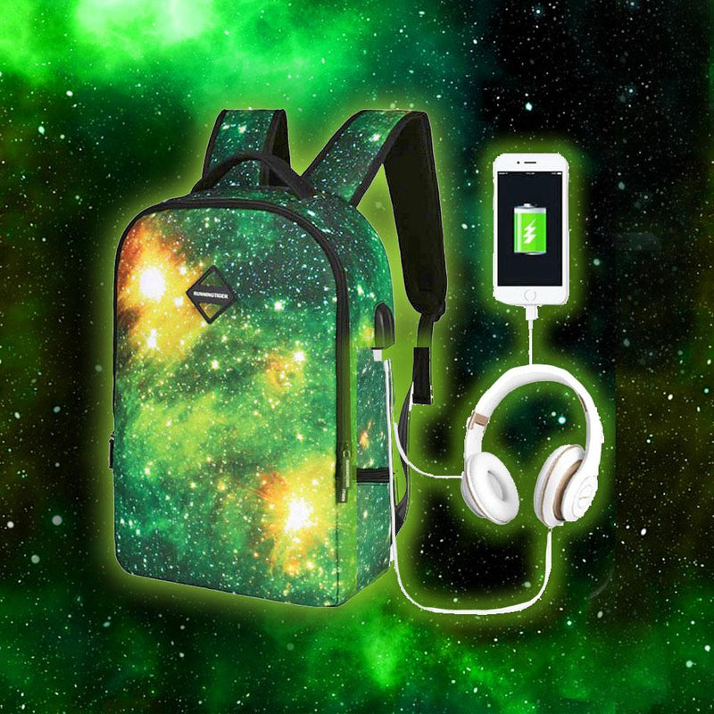 Galaxy Printed Backpack With USB port and Audio Jack Port Backpack Iconix 