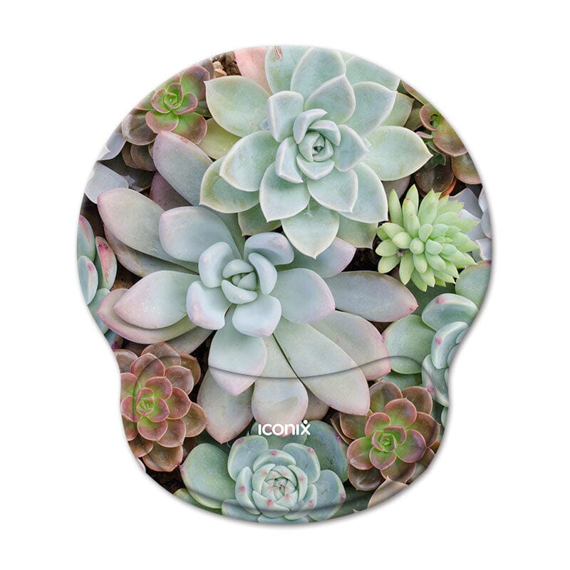 Glowing Succulents Mouse Pad with Gel Wrist Guard Support Mouse Pads Iconix 