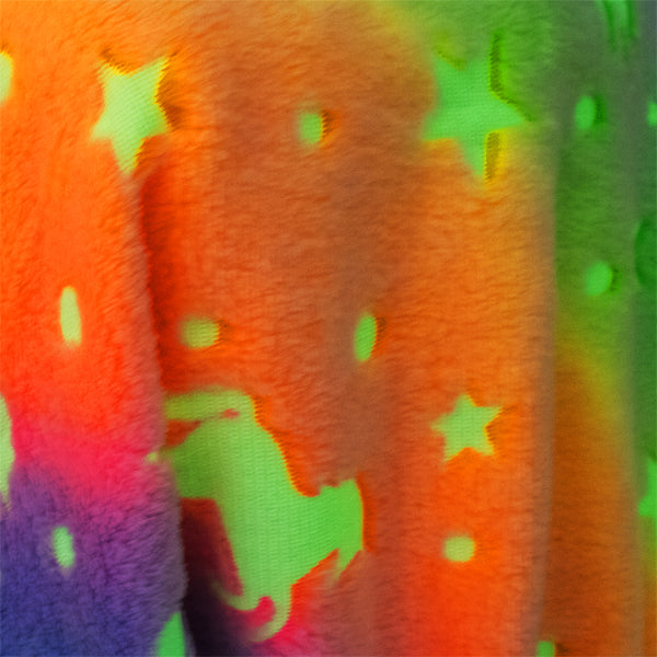 Green and Orange Starry Stallions Glow-in-the-Dark Blanket Blankets Iconix 