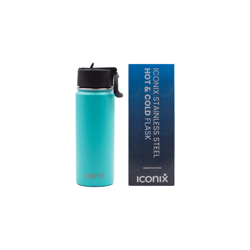 Iconix Aqua Stainless Steel Hot and Cold Flask - Straw Lid Stainless Steel Flasks Iconix 