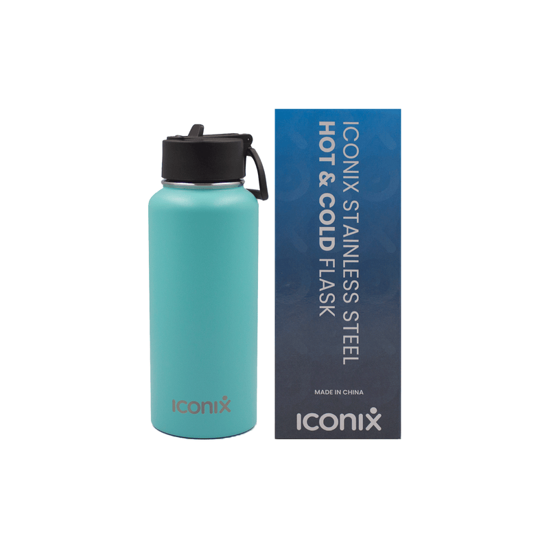 Iconix Aqua Stainless Steel Hot and Cold Flask - Straw Lid Stainless Steel Flasks Iconix 