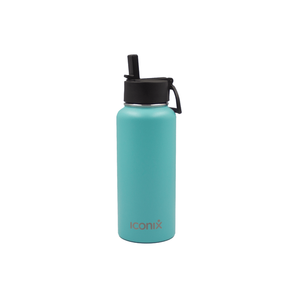 Iconix Aqua Stainless Steel Hot and Cold Flask - Straw Lid Stainless Steel Flasks Iconix 960ml 