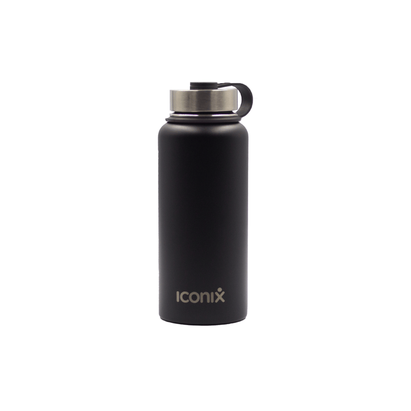 Iconix Black Stainless Steel Hot and Cold Flask - Stainless Steed Lid Bottles and Flasks Iconix 