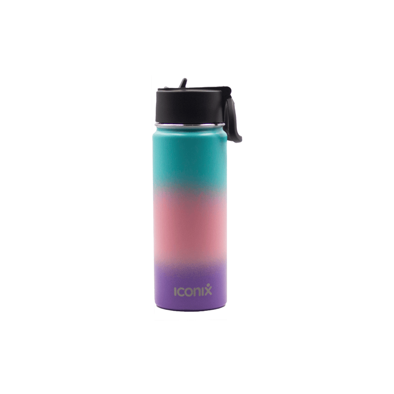 Iconix Blue and Purple Stainless Steel Hot and Cold Flask - Straw Lid Stainless Steel Flasks Iconix 