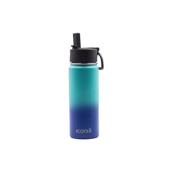 Iconix Blue Ombre Stainless Steel Hot and Cold Flask - Straw Lid Stainless Steel Flasks Iconix 