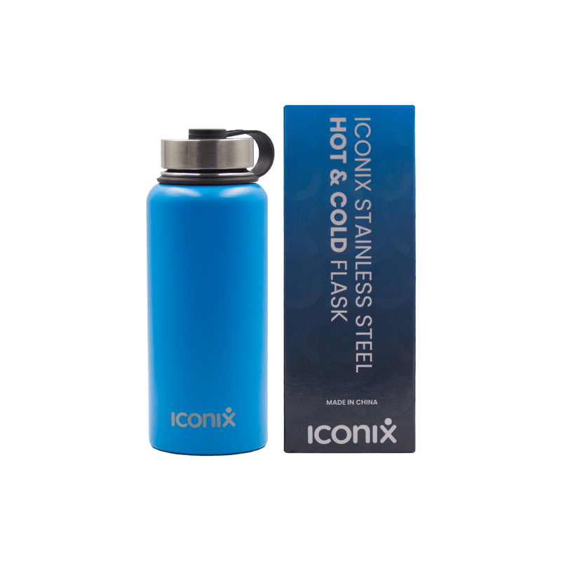 Iconix Blue Stainless Steel Hot and Cold Flask - Stainless Steel Lid Bottles and Flasks Iconix 