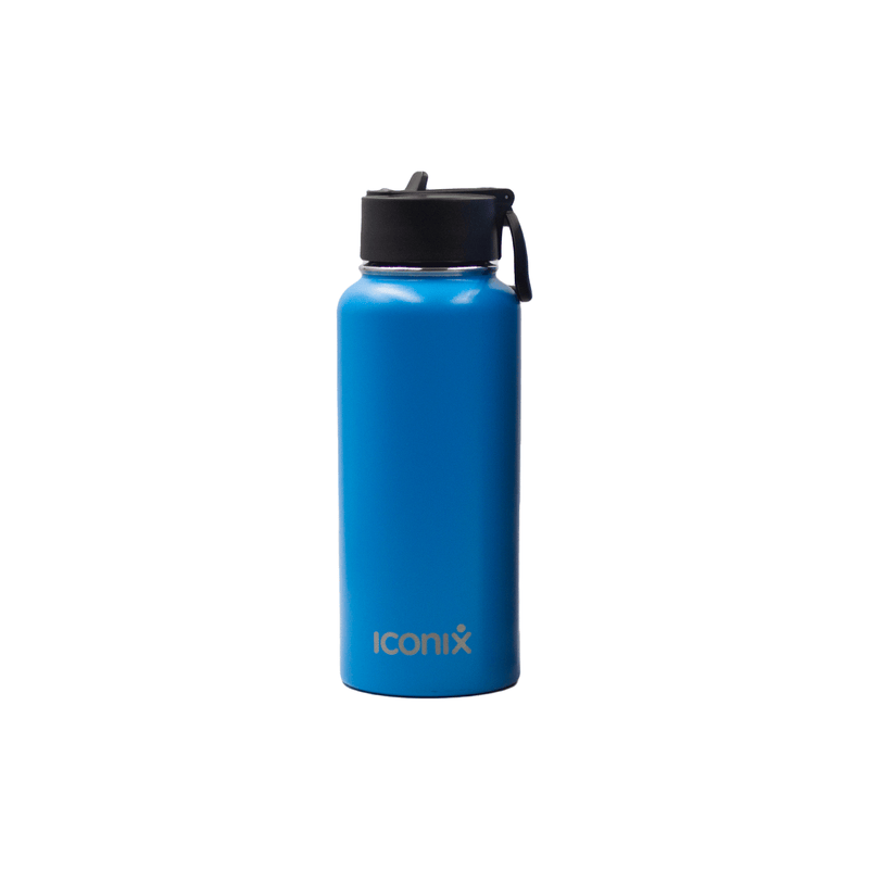 Iconix Blue Stainless Steel Hot and Cold Flask - Straw Lid Bottles and Flasks Iconix 