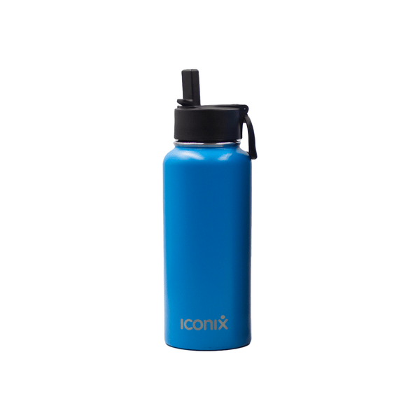 Iconix Blue Stainless Steel Hot and Cold Flask - Straw Lid Bottles and Flasks Iconix 