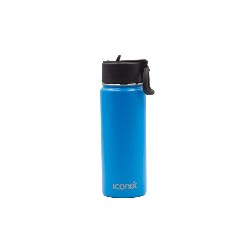 Iconix Blue Stainless Steel Hot and Cold Flask - Straw Lid Stainless Steel Flasks Iconix 