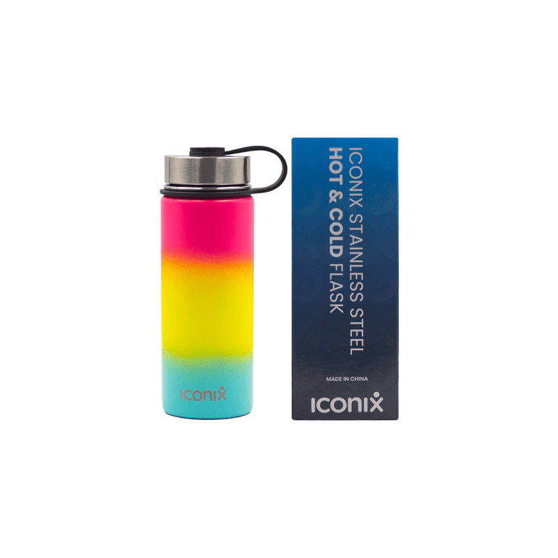 Iconix Coral and Blue Stainless Steel Hot and Cold Flask - Stainless Steel Lid Stainless Steel Flasks Iconix 