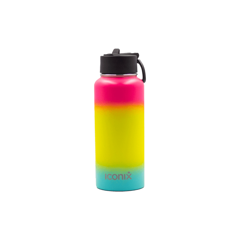 Iconix Coral and Blue Stainless Steel Hot and Cold Flask - Straw Lid Bottles and Flasks Iconix 
