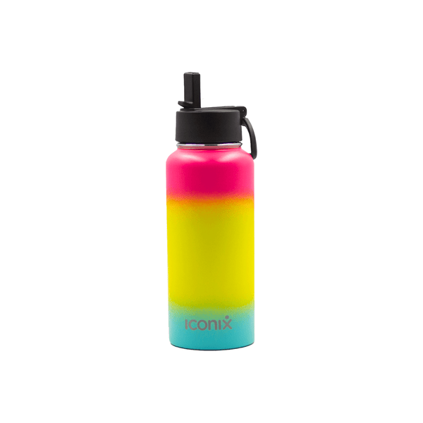 Iconix Coral and Blue Stainless Steel Hot and Cold Flask - Straw Lid Bottles and Flasks Iconix 