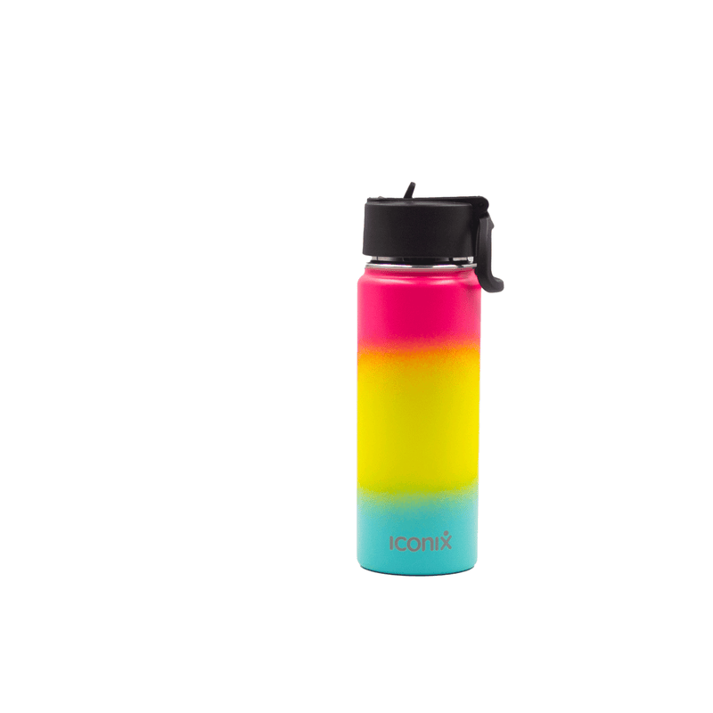 Iconix Coral and Blue Stainless Steel Hot and Cold Flask - Straw Lid Stainless Steel Flasks Iconix 