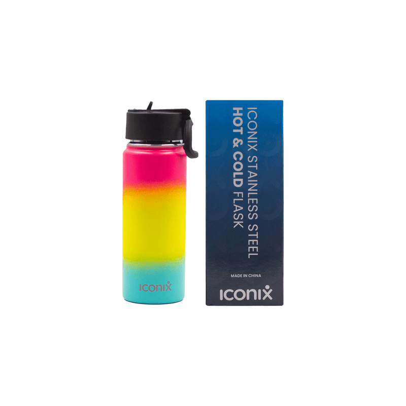 Iconix Coral and Blue Stainless Steel Hot and Cold Flask - Straw Lid Stainless Steel Flasks Iconix 