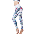 Iconix Ladies Blue and White Tropical Yoga Leggings Leggings Iconix 