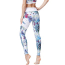 Iconix Ladies Blue and White Tropical Yoga Leggings Leggings Iconix 