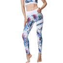 Iconix Ladies Blue and White Tropical Yoga Leggings Leggings Iconix 