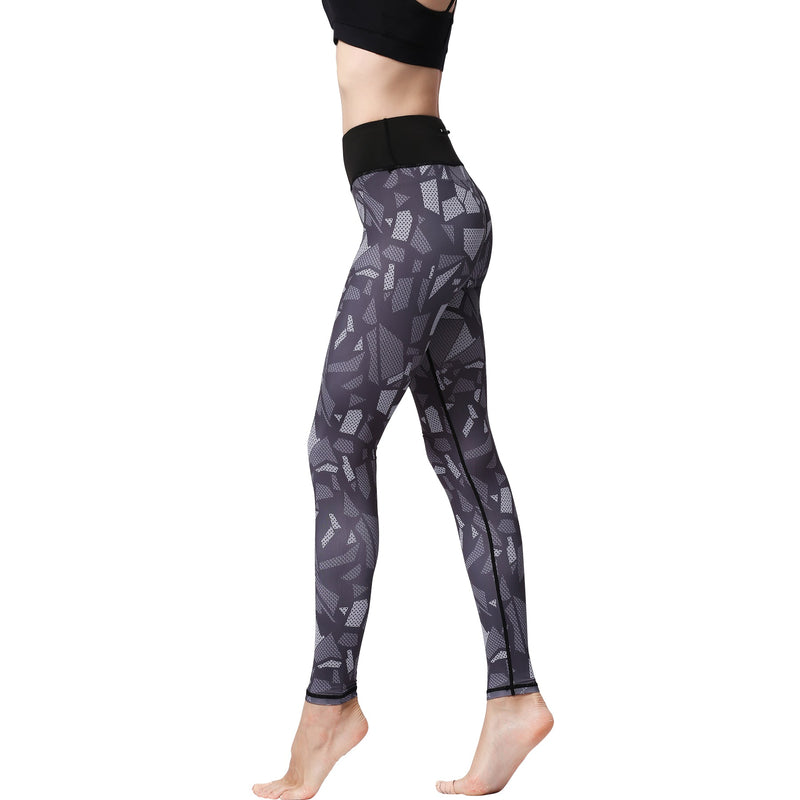 Iconix Ladies Grey Geometrics Yoga Leggings with Pocket | HK224 Leggings Iconix 