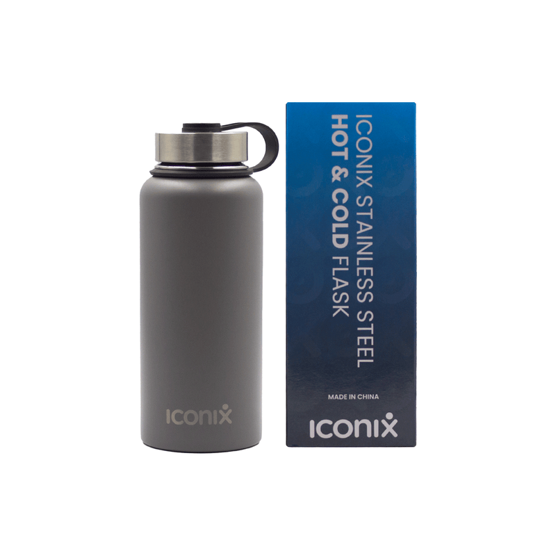Iconix Metallic Grey Stainless Steel Hot and Cold Flask - Stainless Steel Lid Bottles and Flasks Iconix 