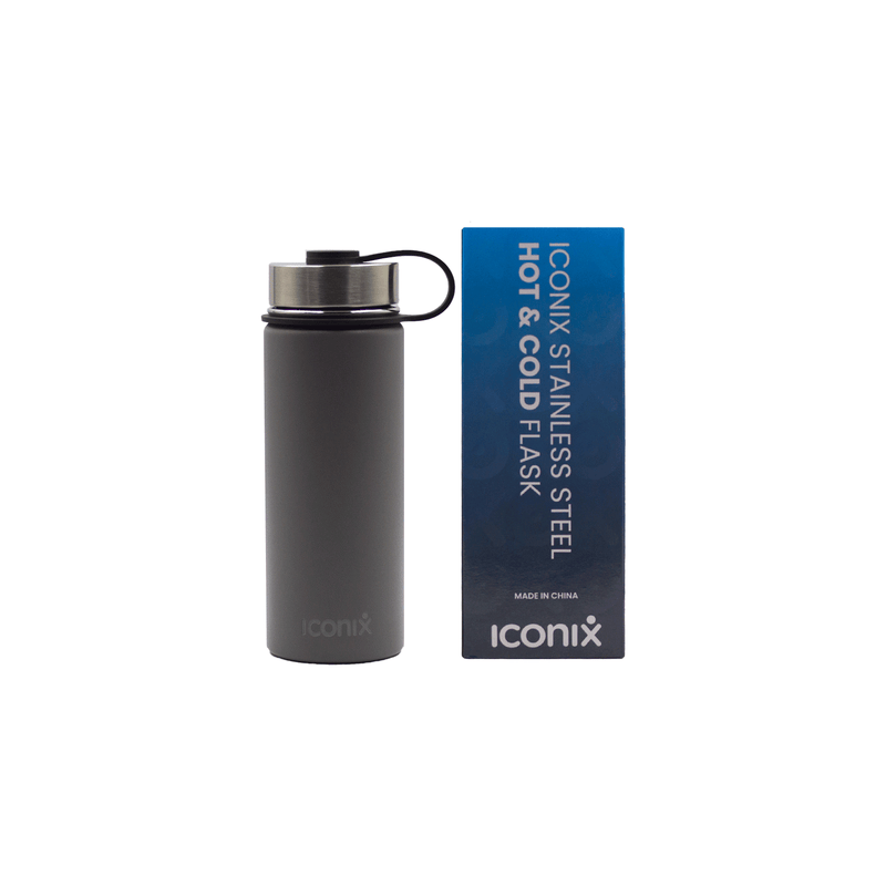 Iconix Metallic Grey Stainless Steel Hot and Cold Flask - Stainless Steel Lid Stainless Steel Flasks Iconix 