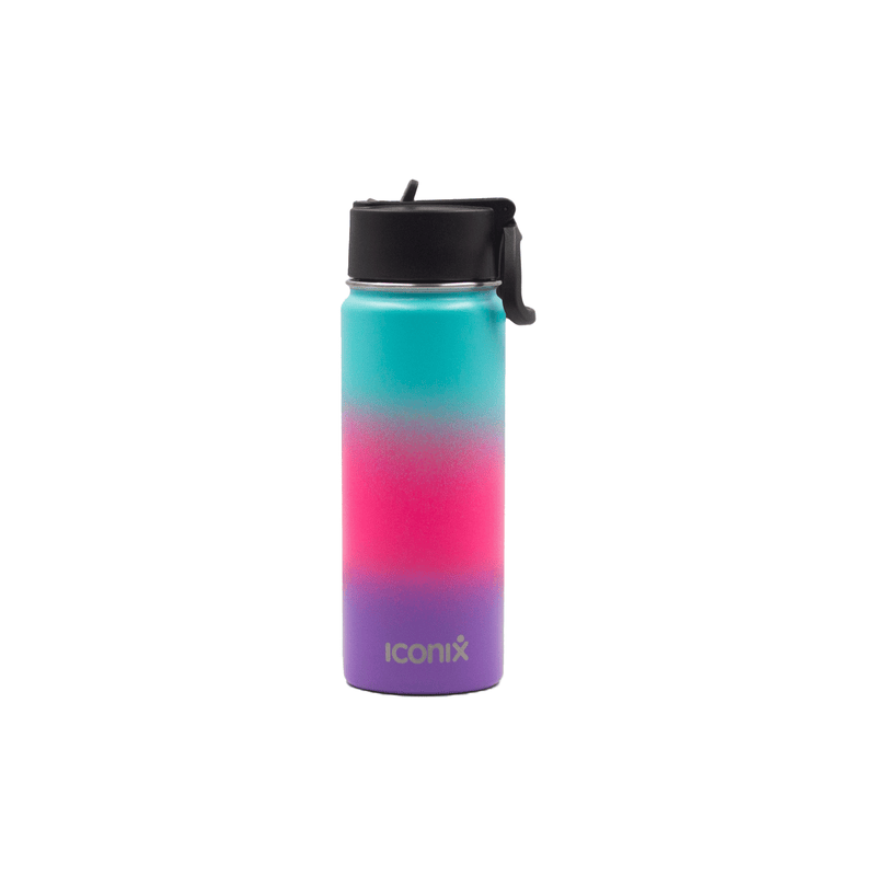 Iconix Mint and Purple Stainless Steel Hot and Cold Flask - Straw Lid Stainless Steel Flasks Iconix 