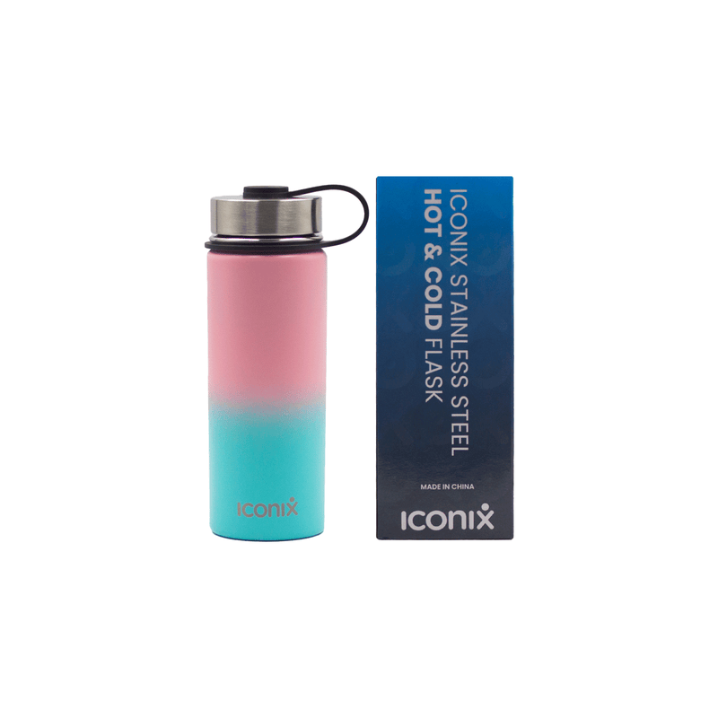Iconix Pink and Blue Stainless Steel Hot and Cold Flask - Stainless Steel Lid Stainless Steel Flasks Iconix 