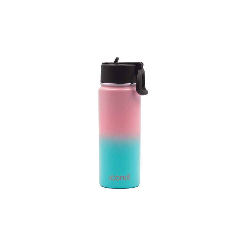Iconix Pink and Blue Stainless Steel Hot and Cold Flask - Straw Lid Stainless Steel Flasks Iconix 