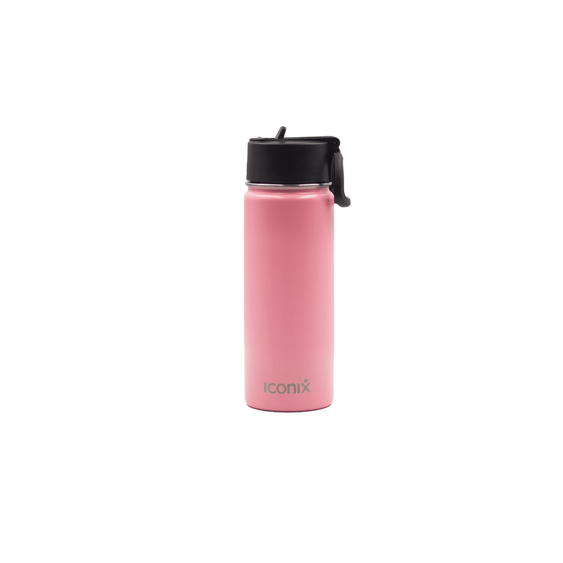 Iconix Pink Stainless Steel Hot and Cold Flask - Straw Lid Stainless Steel Flasks Iconix 