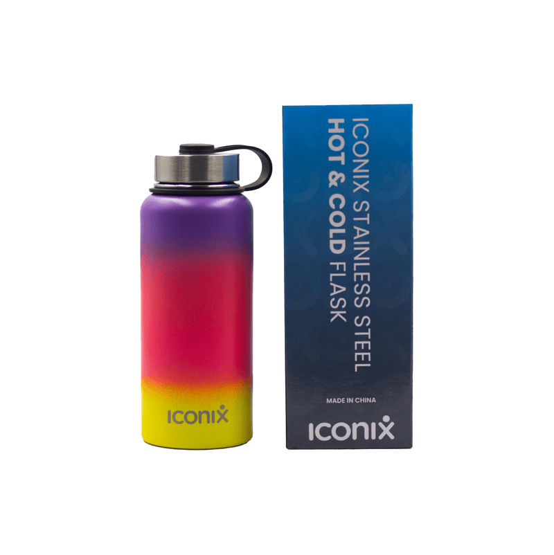 Iconix Purple and Yellow Stainless Steel Hot and Cold Flask - Stainless Steel Lid Bottles and Flasks Iconix 
