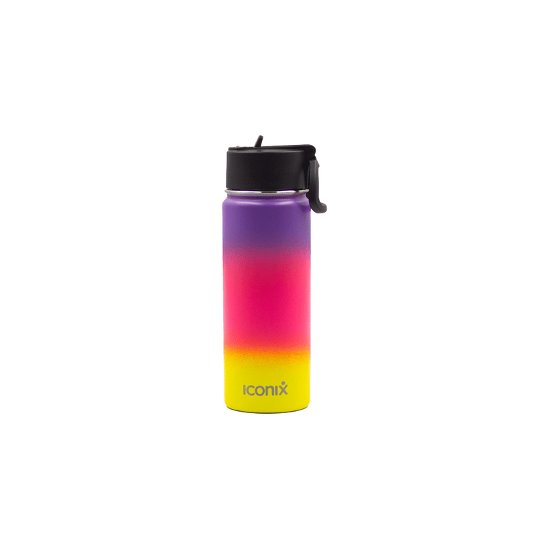 Iconix Purple and Yellow Stainless Steel Hot and Cold Flask - Straw Lid Stainless Steel Flasks Iconix 