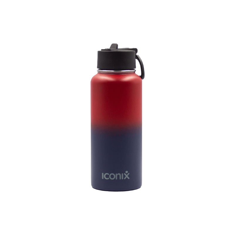 Iconix Red and Blue Stainless Steel Hot and Cold Flask - Straw Lid Bottles and Flasks Iconix 