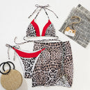Iconix Sexy Two-Tone Leopard Print Bikini - Red Bikinis Iconix 