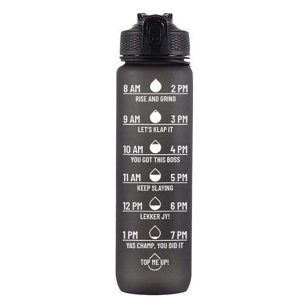 Iconix South African Motivational Time Marker Water Bottle – Black Water Bottle Iconix 