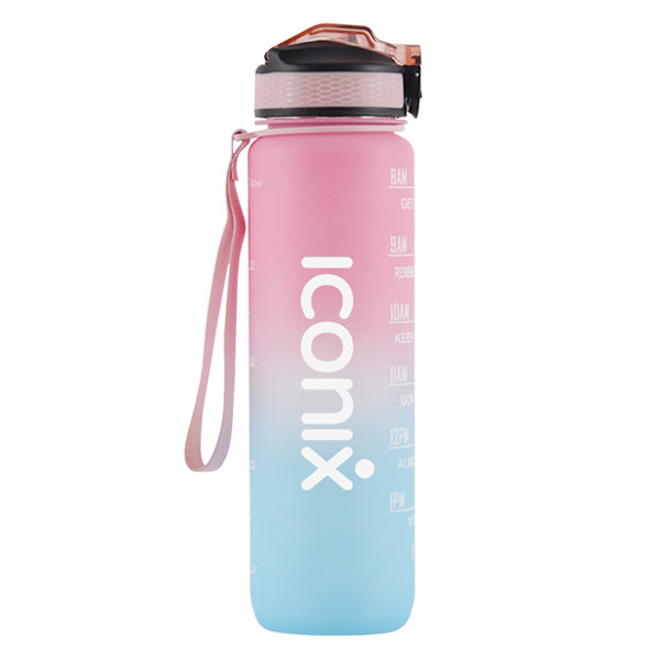Iconix South African Motivational Time Marker Water Bottle – Pink and Blue running accessories Iconix 