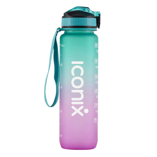 Iconix South African Motivational Time Marker Water Bottle – Turquoise & Pink Water Bottle Iconix 