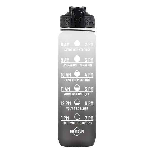 Iconix The Classic Motivational Time Marker Water Bottle – Black and White water bottle Iconix 