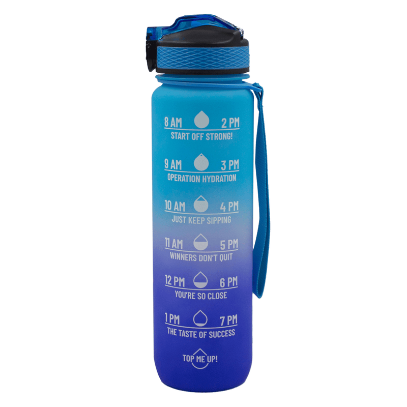 Iconix The Classic Motivational Time Marker Water Bottle - Blue Ombre Motivational Water Bottles Iconix 