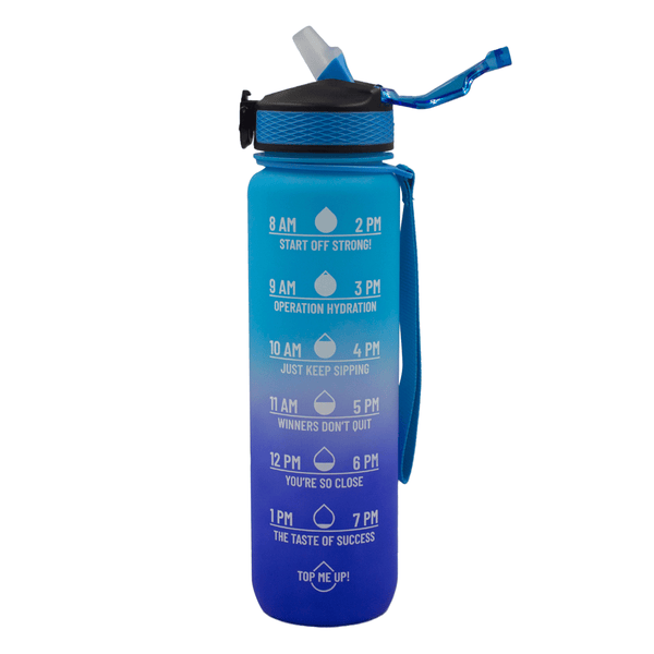 Iconix The Classic Motivational Time Marker Water Bottle - Blue Ombre Motivational Water Bottles Iconix 