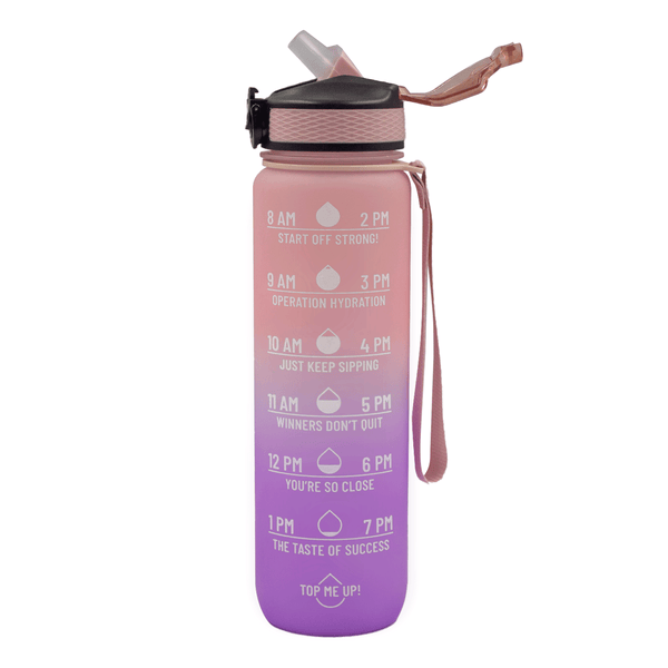 Iconix The Classic Motivational Time Marker Water Bottle - Pink and Purple Motivational Water Bottles Iconix 