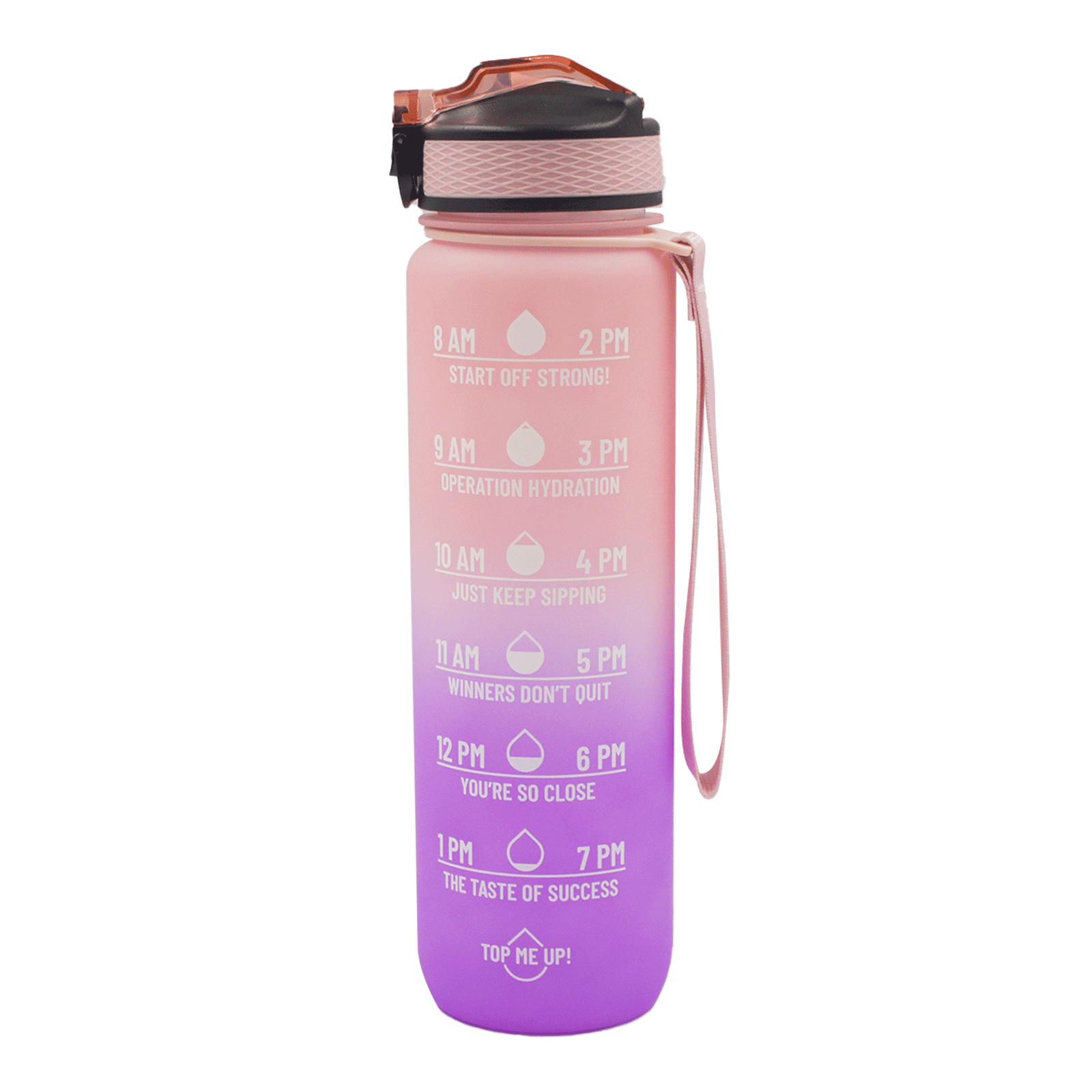 Iconix The Classic Motivational Time Marker Water Bottle - Pink and Pu