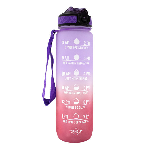 Iconix The Classic Motivational Time Marker Water Bottle – Purple and