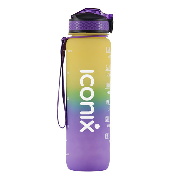 Iconix The Classic Motivational Time Marker Water Bottle – Yellow and Purple water bottle Iconix 