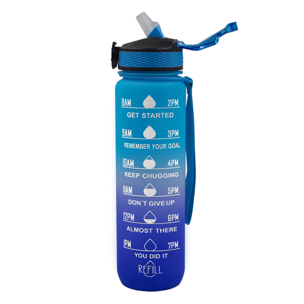 Iconix The Original Motivational Time Marker Water Bottle - Blue Ombre Motivational Water Bottles Iconix 