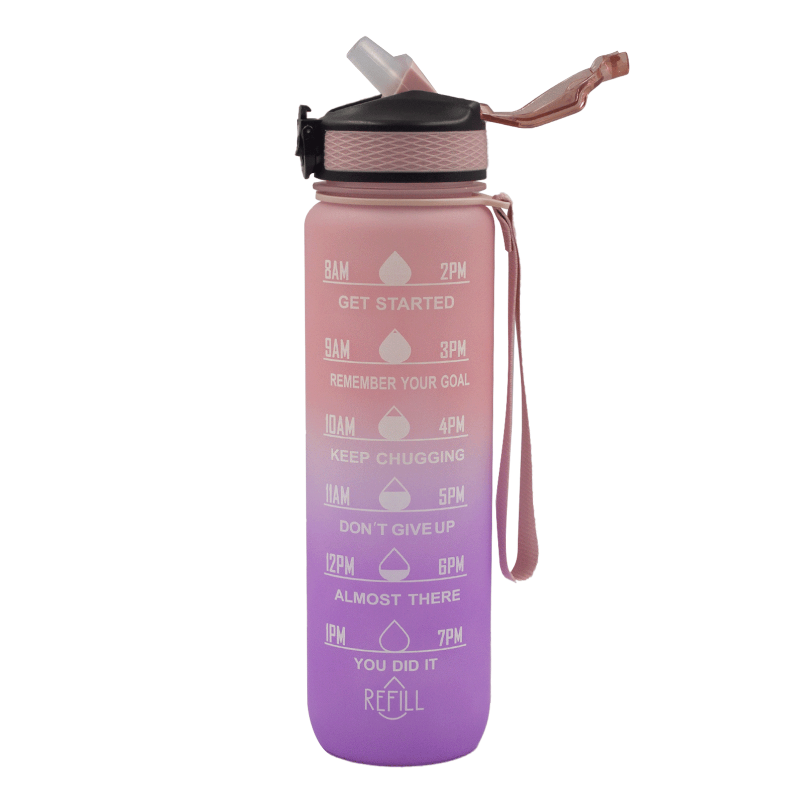 Iconix The Original Motivational Time Marker Water Bottle - Pink and P