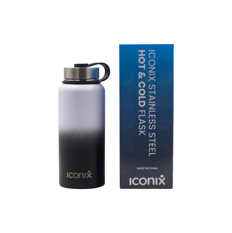 Iconix White and Black Stainless Steel Hot and Cold Flask - Stainless Steel Lid Bottles and Flasks Iconix 